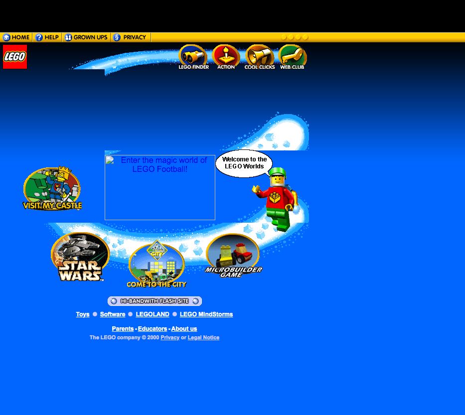 Site LEGO en 2000