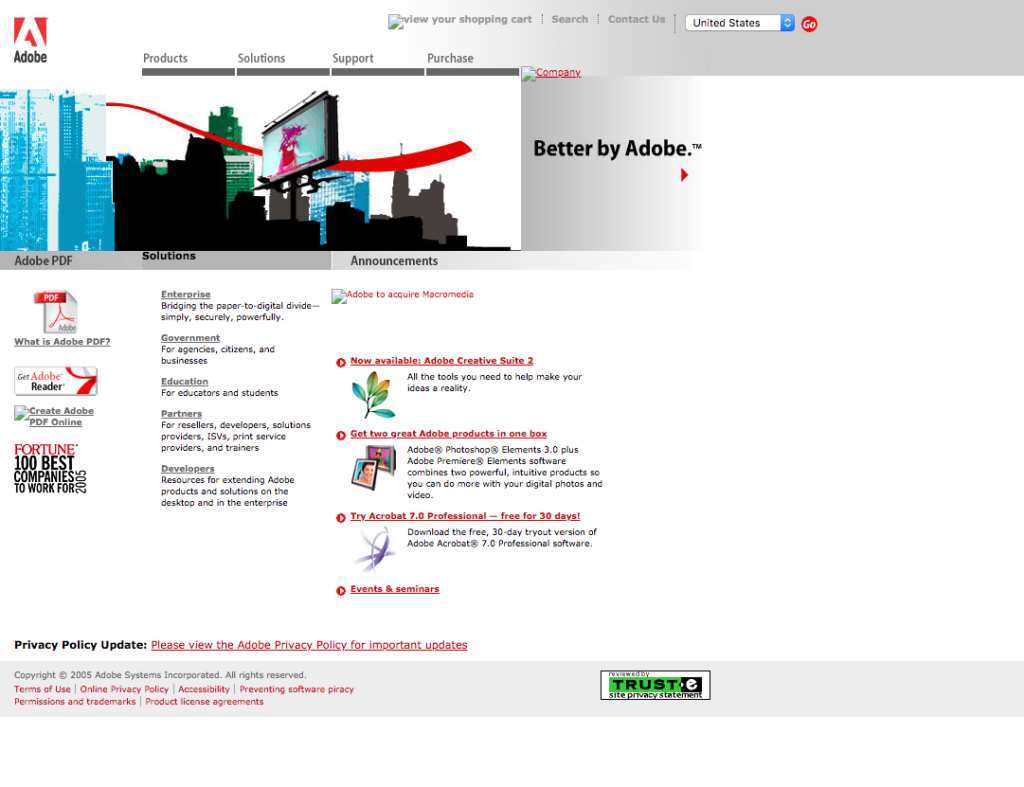 Site Adobe en 2007