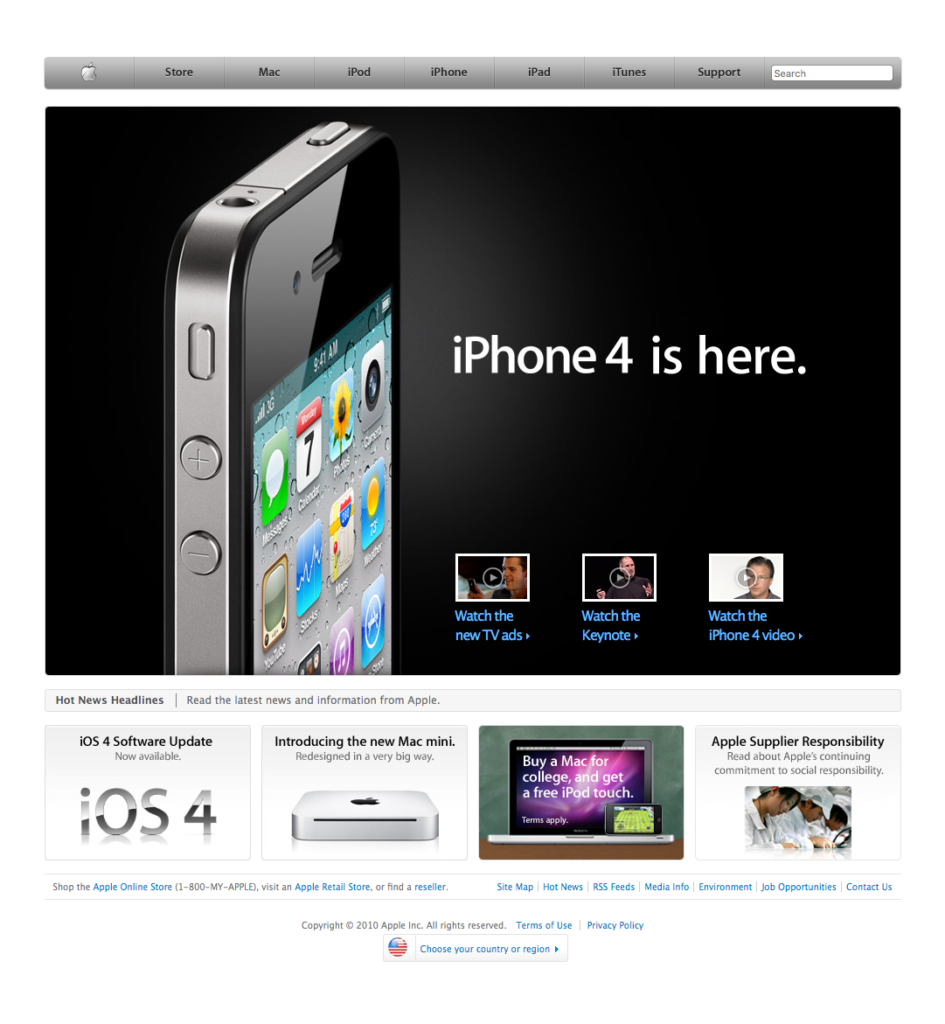 Site Apple en 2010