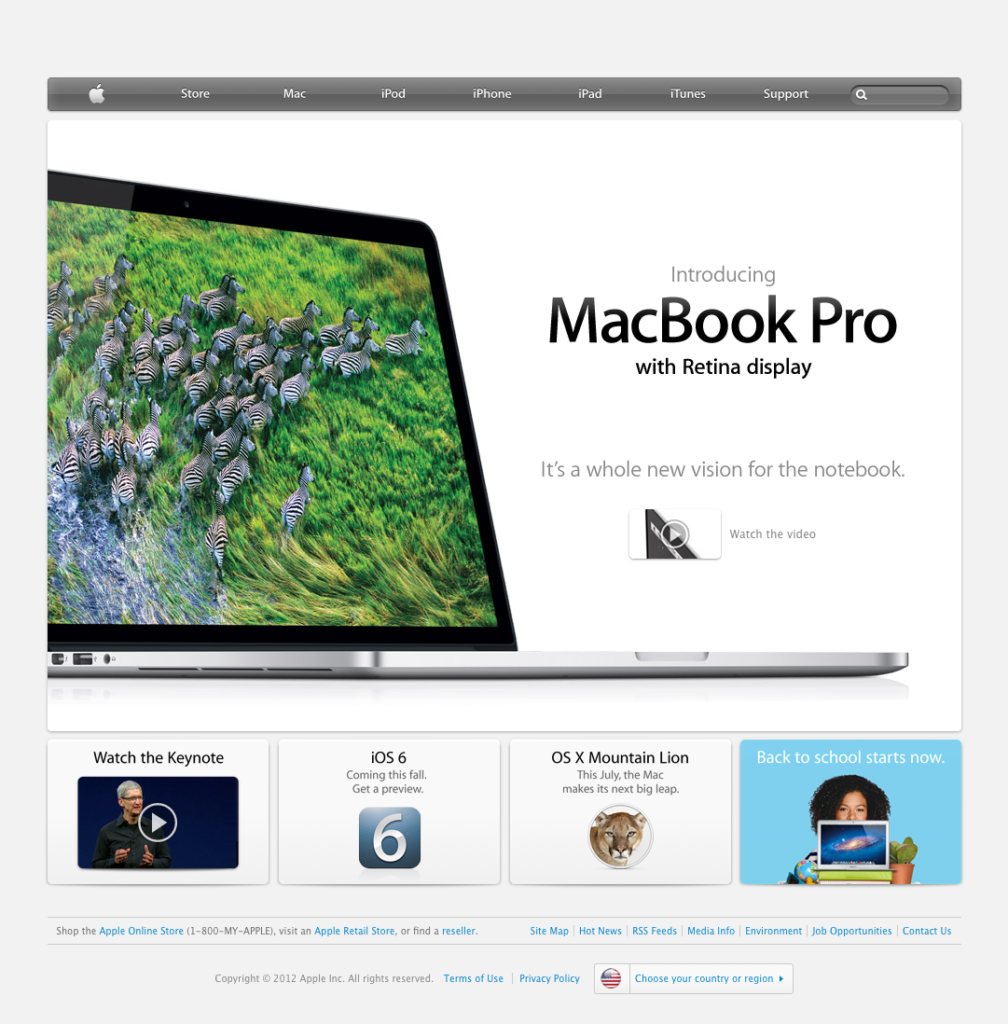 Site Apple en 2012