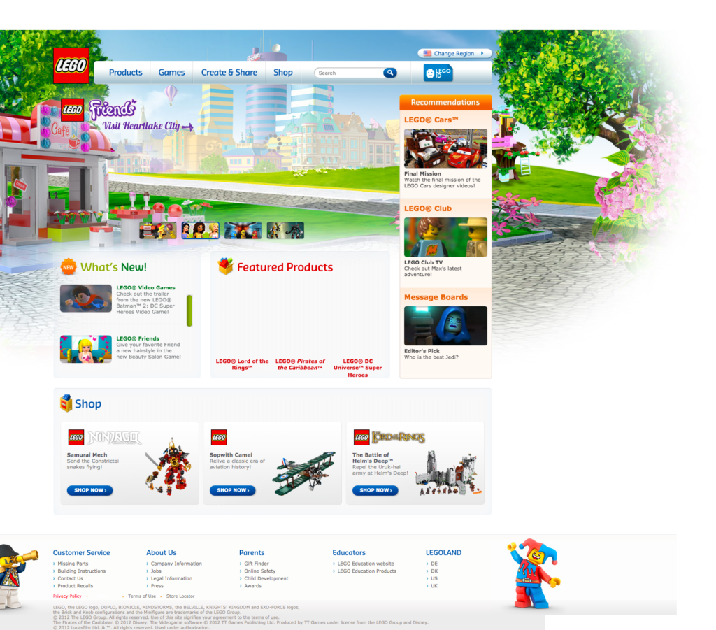 Site LEGO en 2012