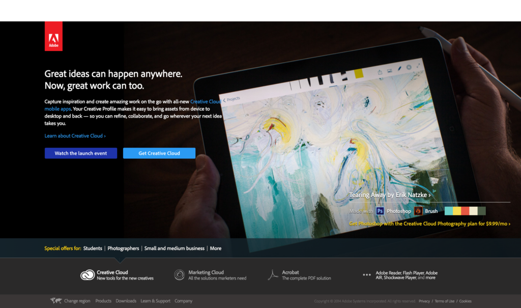 Site Adobe en 2014
