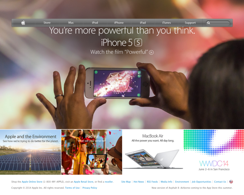 Site Apple en 2014