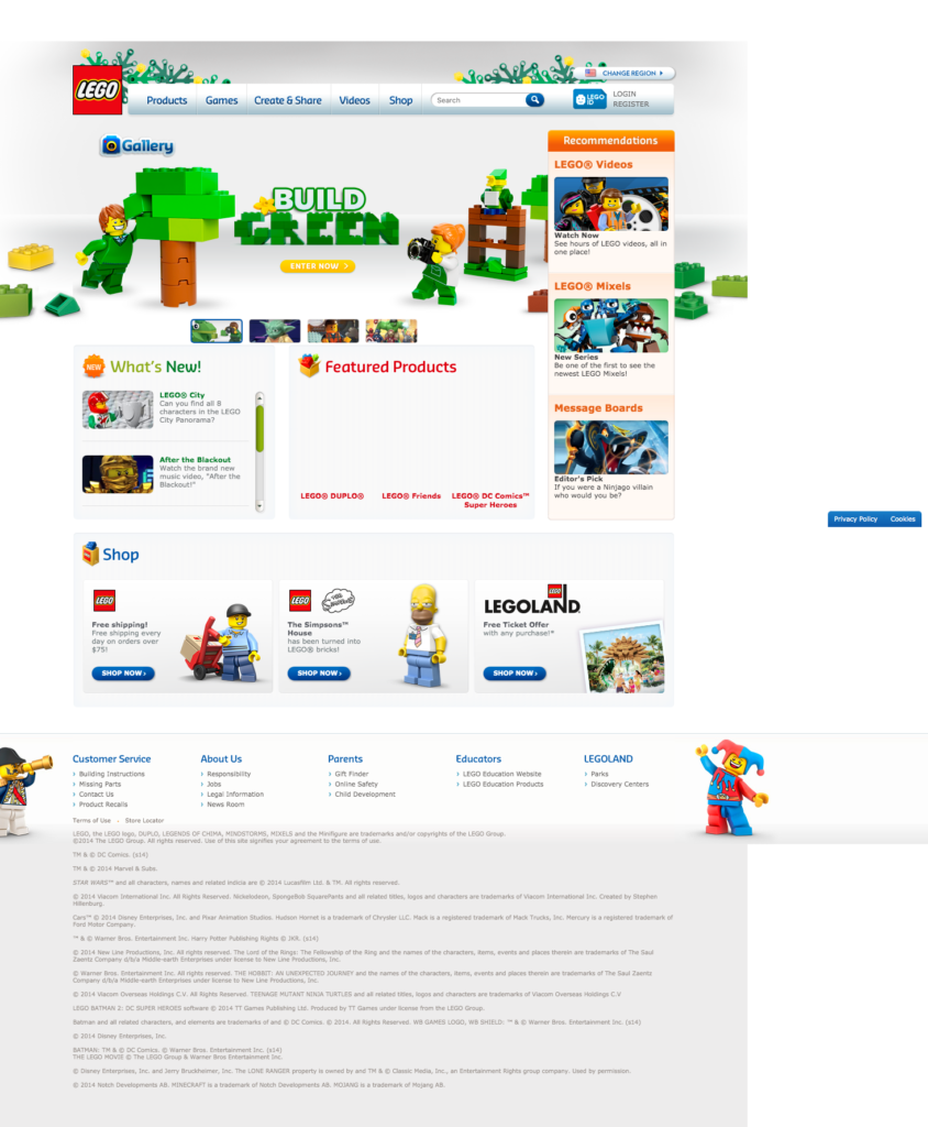Site LEGO en 2014
